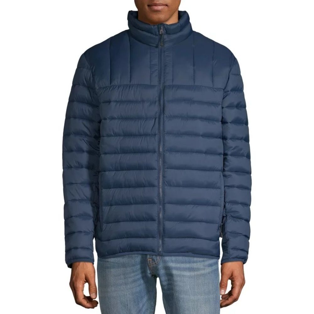 Swiss Tech Puffer Jacket Full Zip Winter Coat Navy Blue Nylon Men's Sz S